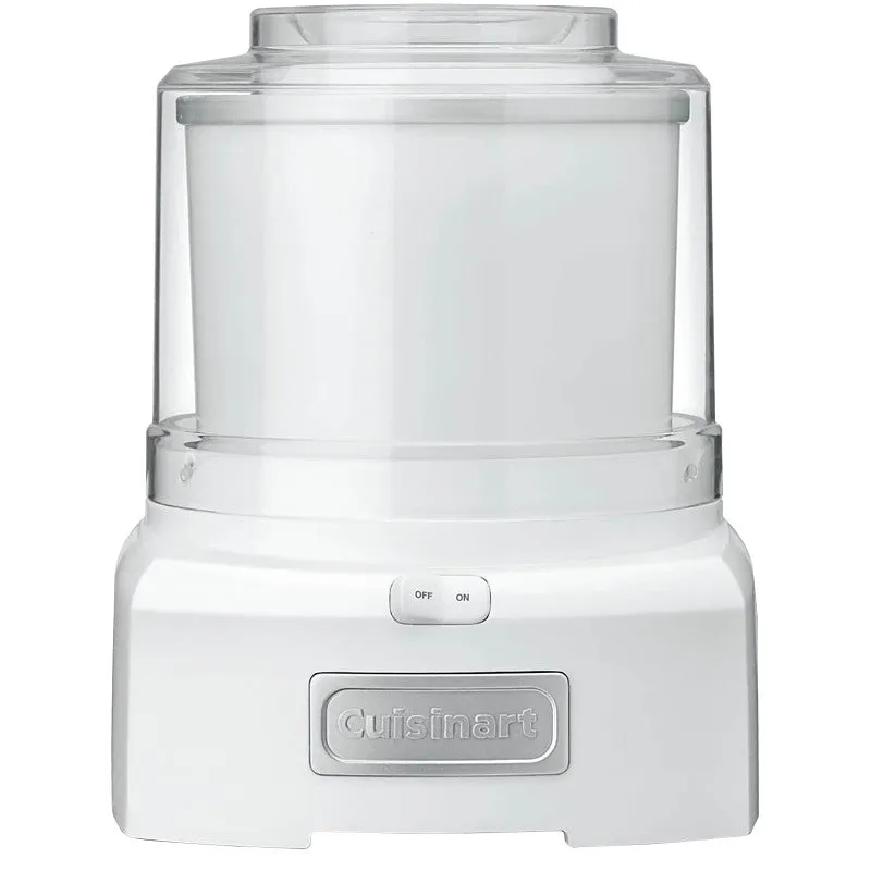Cuisinart ICE-21P1 Ice Cream and Sorbet Maker, 1.5 qt, 60 W, Plastic Housing Material, White