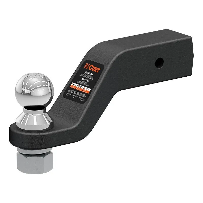 Curt 45372 Loaded Ball Mount, 4 in Drop, 2-5/16 in Dia Hitch Ball, Steel, Powder-Coated, 1/PK
