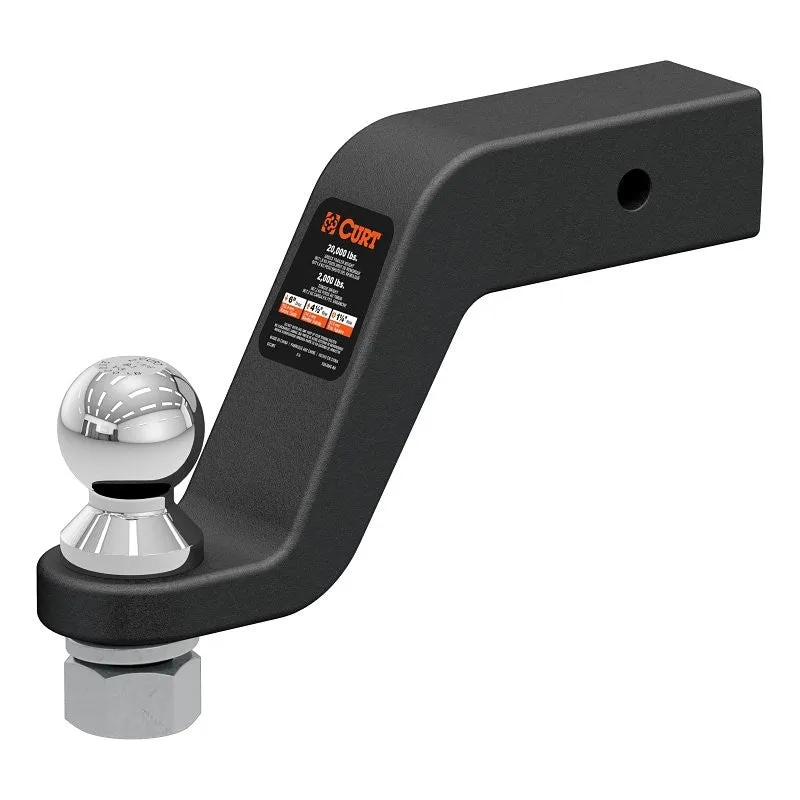 Curt 45373 Loaded Ball Mount, 6 in Drop, 2-5/16 in Dia Hitch Ball, Steel, Powder-Coated, 1/PK
