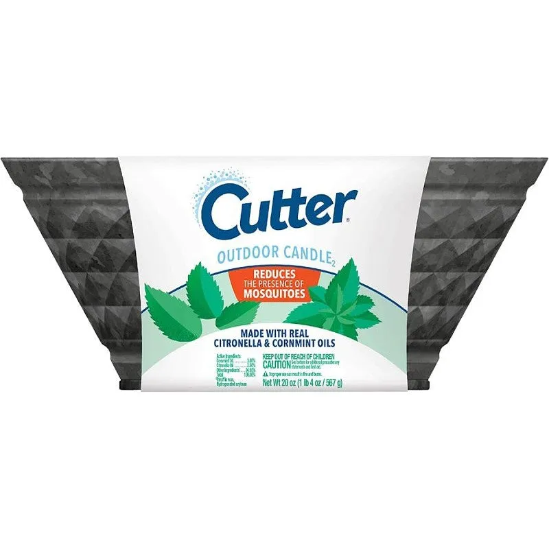 Cutter HG-97395 Candle, White, Citronella, Mint, 24 hr Burn Time, 20 oz