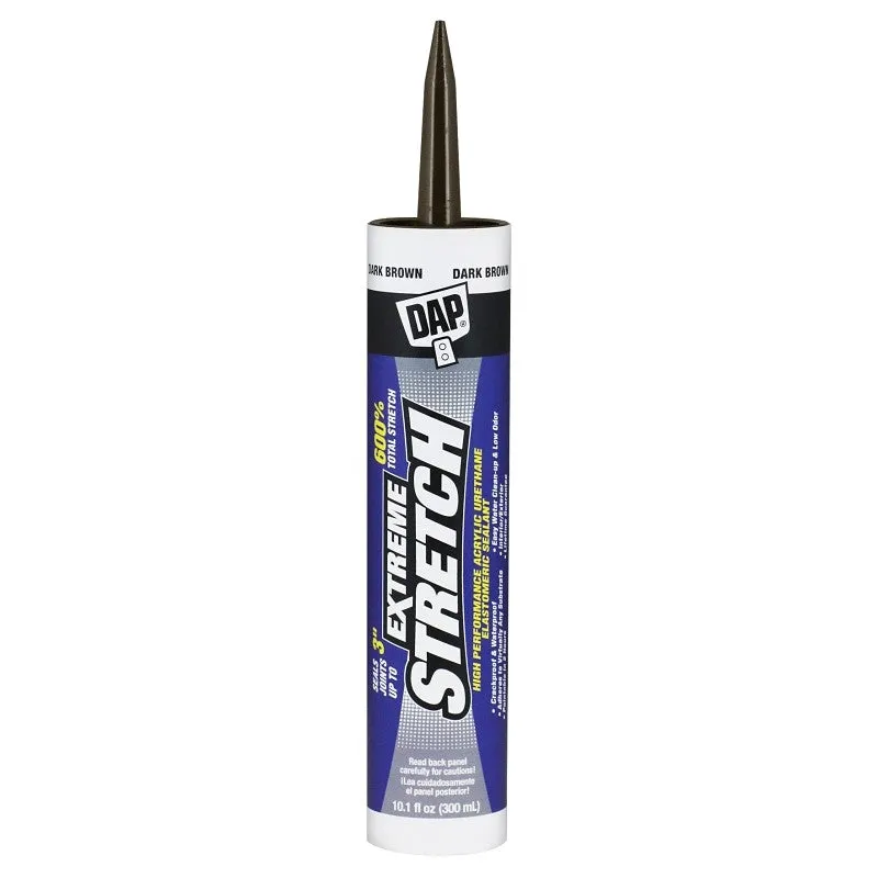 DAP EXTREME STRETCH 7079818708 Premium Elastomeric Sealant, Dark Brown, 24 hr Curing, 40 to 100 deg F, 10.1 fl-oz (Pack of 12)