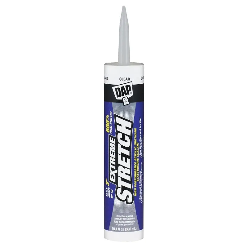 DAP EXTREME STRETCH 7079818716 Acrylic Urethane Premium Elastomeric Sealant, Clear, 40 to 100 deg F, 10.1 fl-oz (Pack of 12)