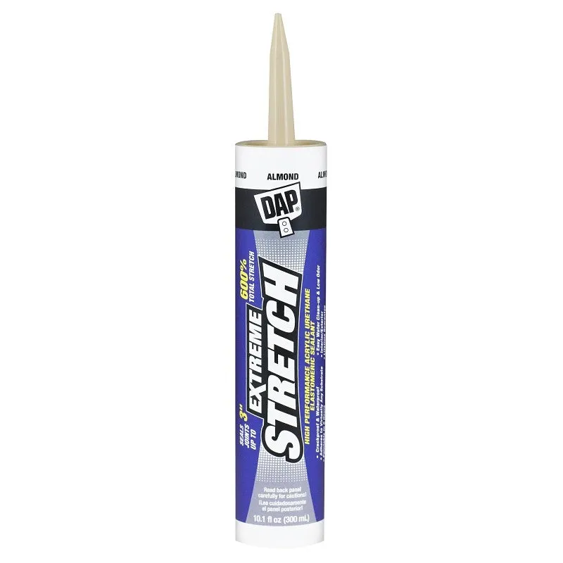 DAP EXTREME STRETCH 7079818717 Premium Elastomeric Sealant, Almond, 24 hr Curing, 40 to 100 deg F, 10.1 fl-oz Cartridge (Pack of 12)