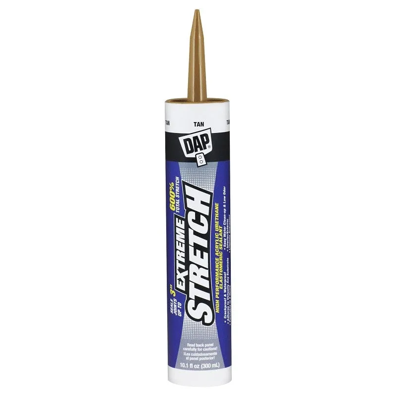 DAP EXTREME STRETCH 7079818718 Premium Elastomeric Sealant, Tan, 24 hr Curing, 40 to 100 deg F, 10.1 fl-oz Cartridge (Pack of 12)