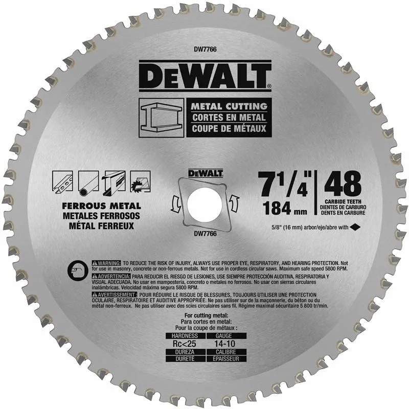 DEWALT | DW7766 7-1/4″ 48T Metal Cutting Saw Blade