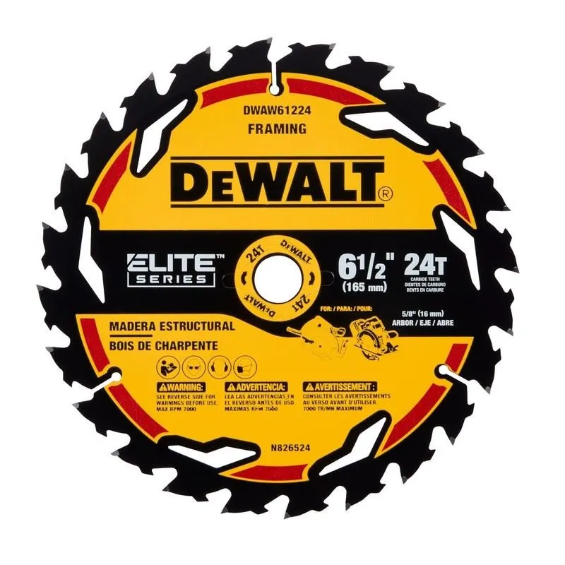 DEWALT DWAW61224 6-1/2in 24T ELITE SERIES Circular Saw Blade