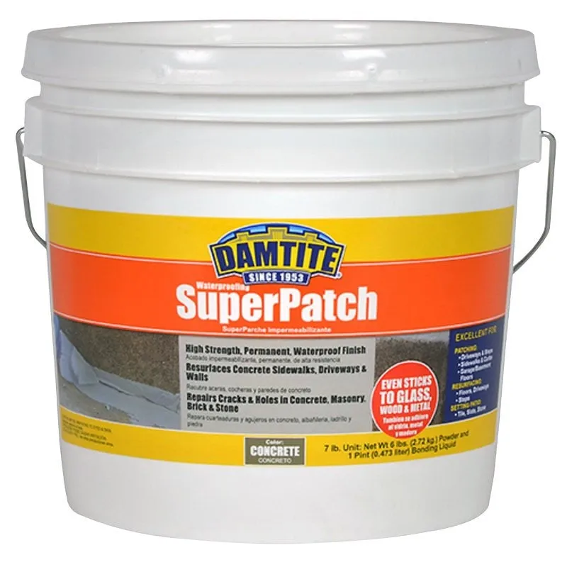 Damtite SuperPatch 04072 Waterproofing Mortar, Gray, 7 lb, Pail