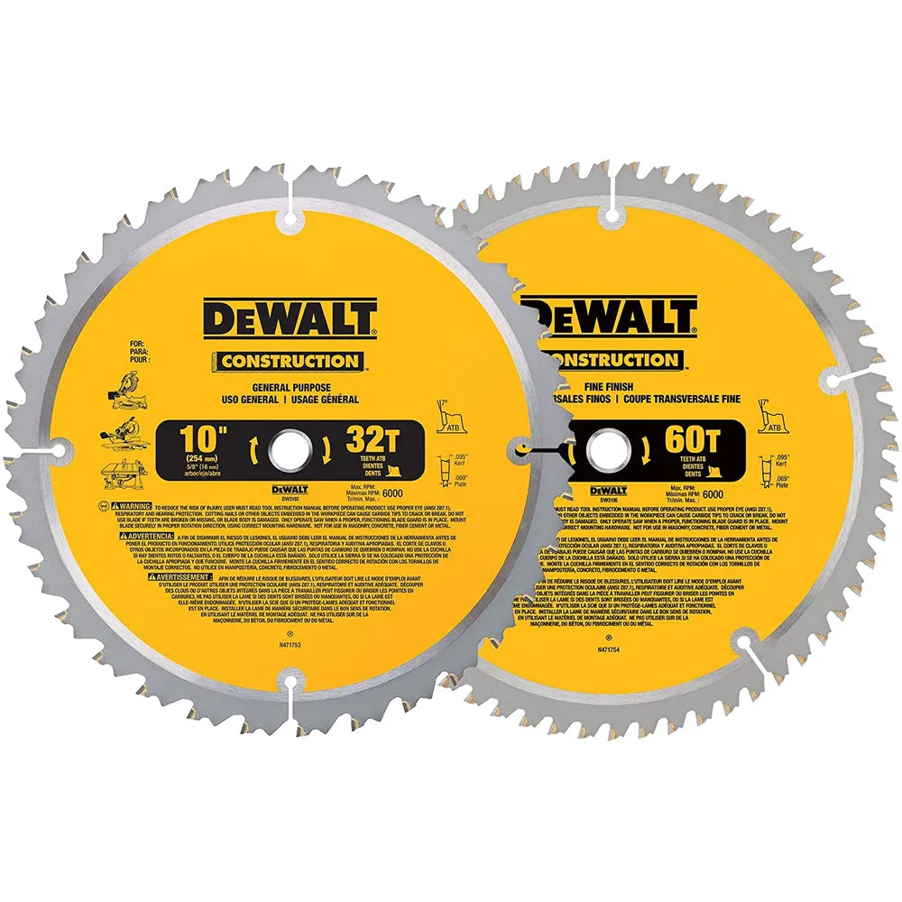 DeWalt DW3106P5 10″ Saw Blade Combo Pack