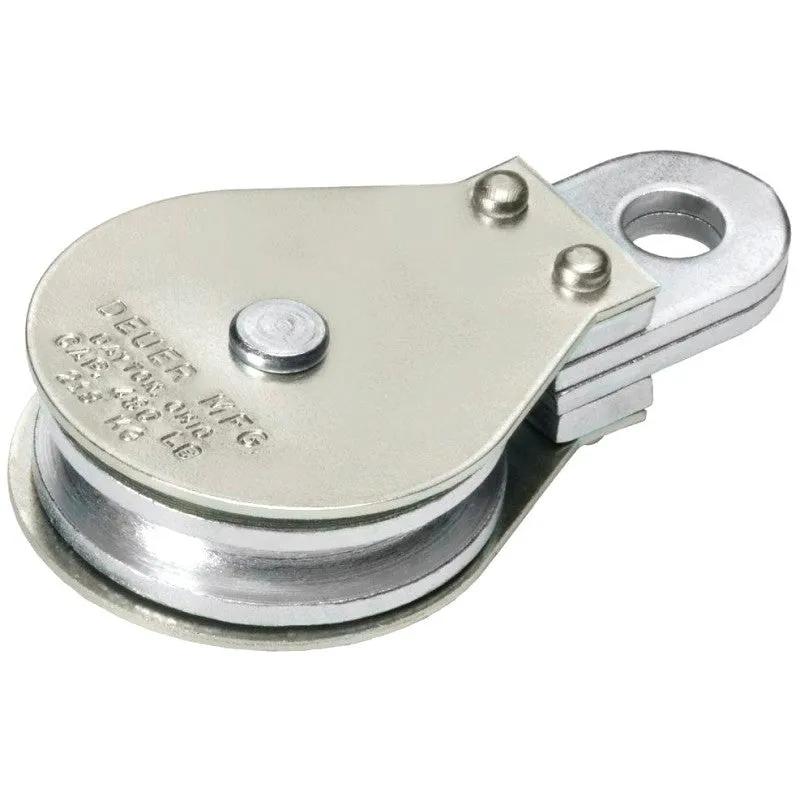 Deuer DB-30G Gable Block, Fixed Eye, 5/16 in Rope, 480 lb Working Load, 2 in Sheave, Zinc