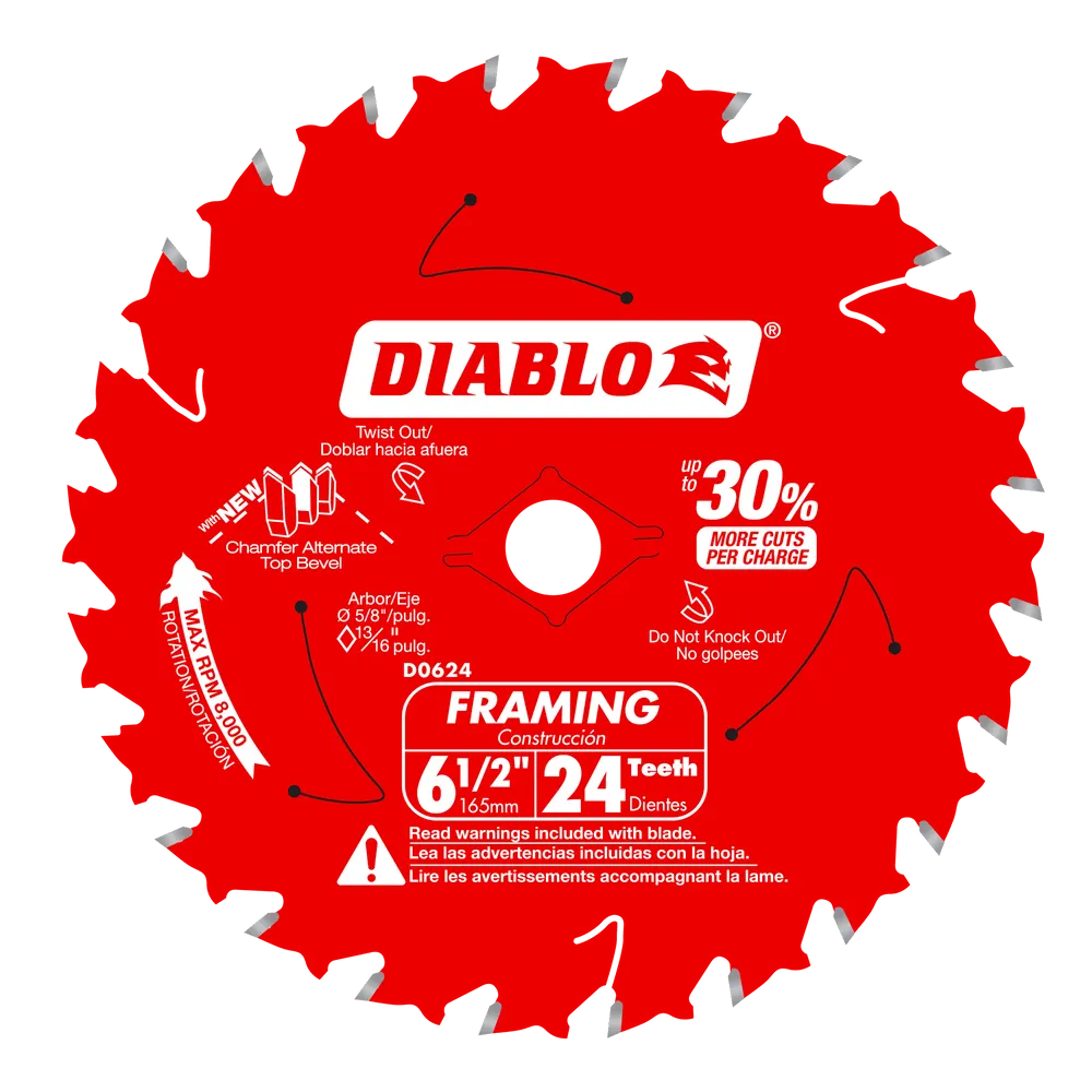 Diablo D0624A 6-1/2″ x 24 Tooth Framing Saw Blade for Wood