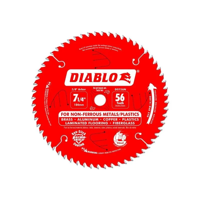 Diablo D0756N 7-1/4 in. x 56 Tooth Non-Ferrous Metals / Plastics Saw Blade