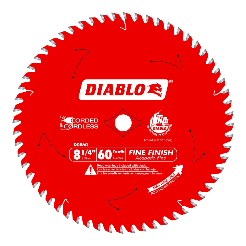 Diablo D0860X 8-1/4″ x 60-Tooth Fine Finish Saw Blade for Wood
