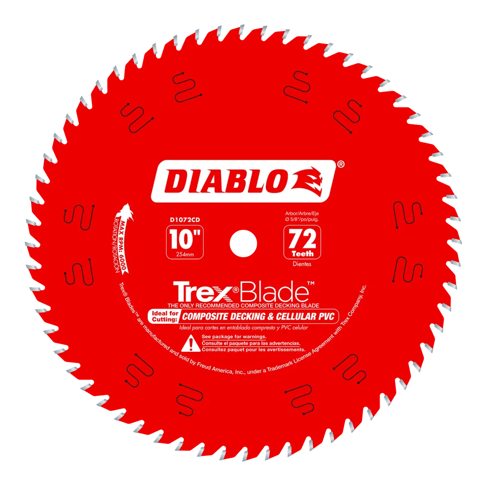 Diablo D1072CD 10″ x 72-Tooth TrexBlade Saw Blade for Composites and Plastic