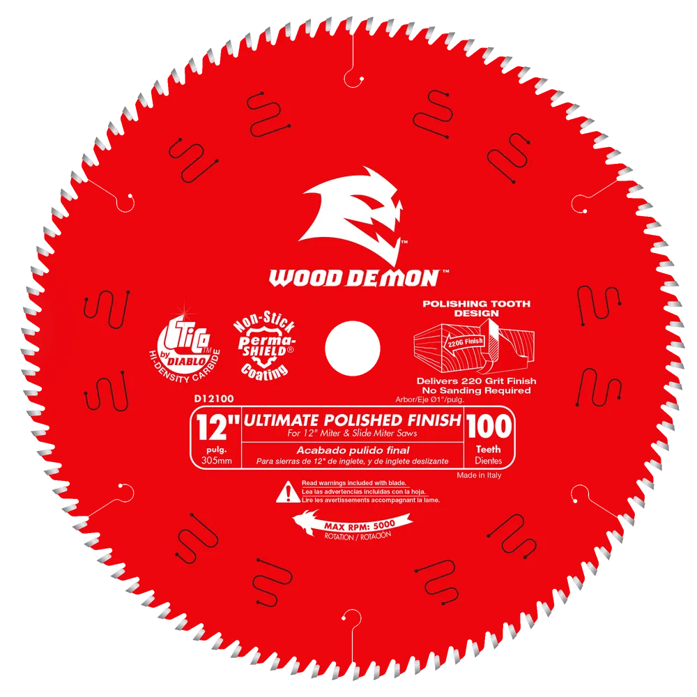 Diablo D12100X 12″ x 100-Tooth Ultimate Polished Finish Saw Blade