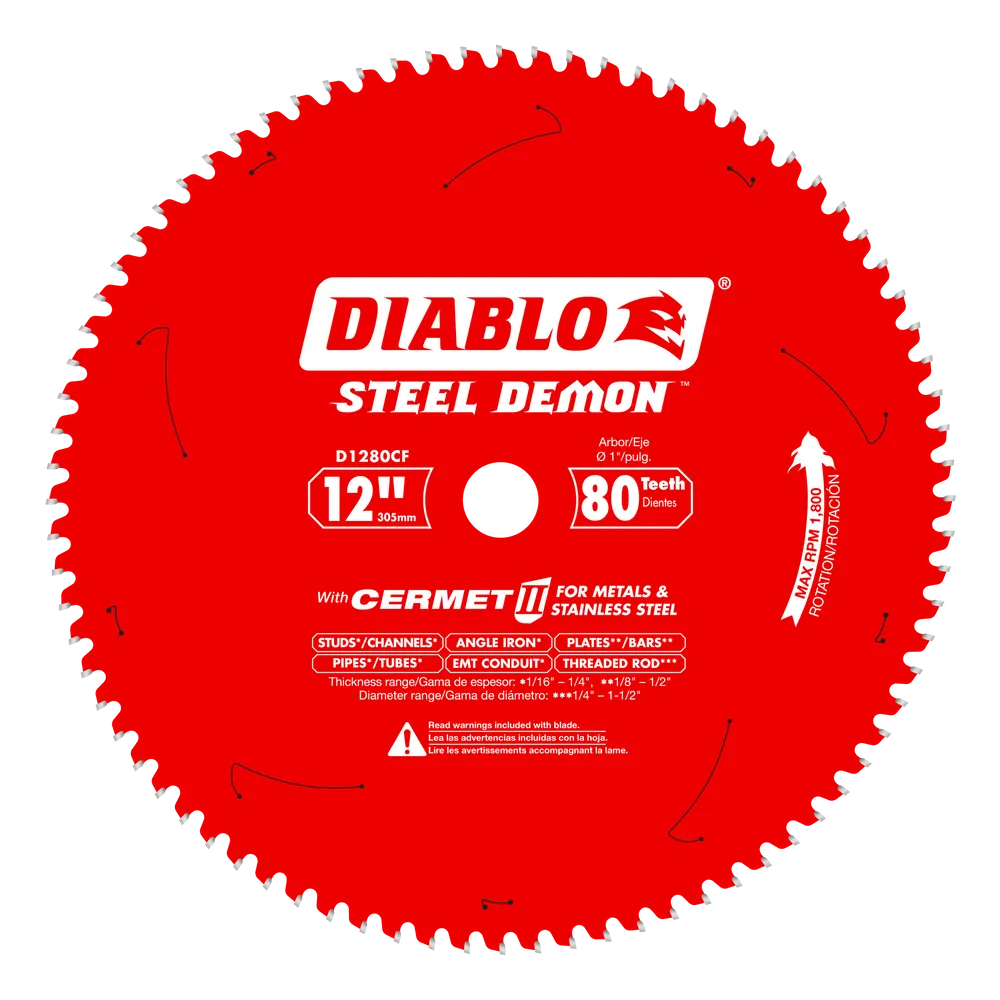 Diablo D1280CF 12″ x 80-Tooth Steel Demon Cermet II Saw Blade for Thin Metal