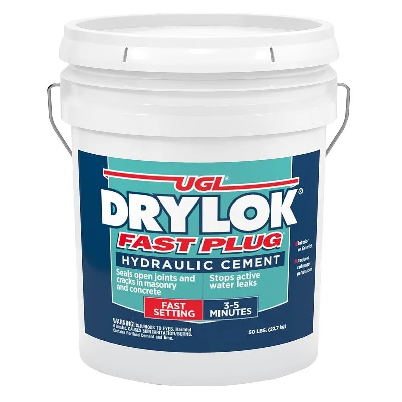 Drylok Fast Plug Series 00930 Hydraulic Cement, Gray, Powder, 50 lb