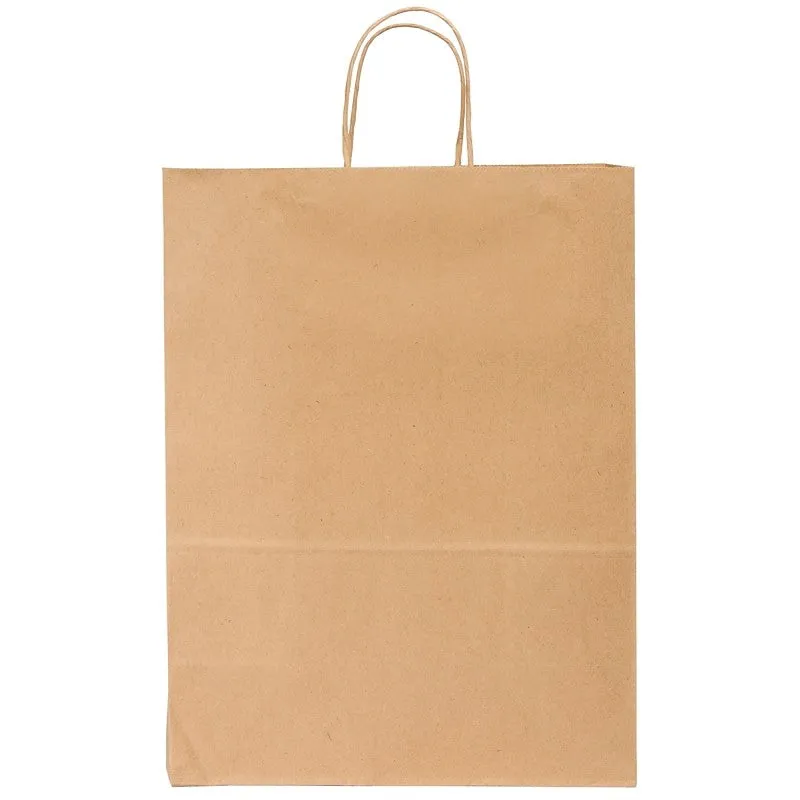 Duro Bag Dubl Life 87124 Shopping Bag, 10 in L, 5 in W, 13 in H, Kraft Paper, Brown