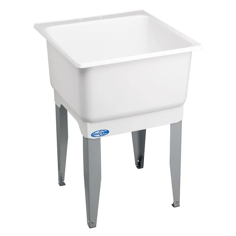ELM UTILATUB Series 14 Laundry Tub, 20 gal Capacity, 33 in OAH, Polypropylene, White, Floor Mounting, 1-Bowl