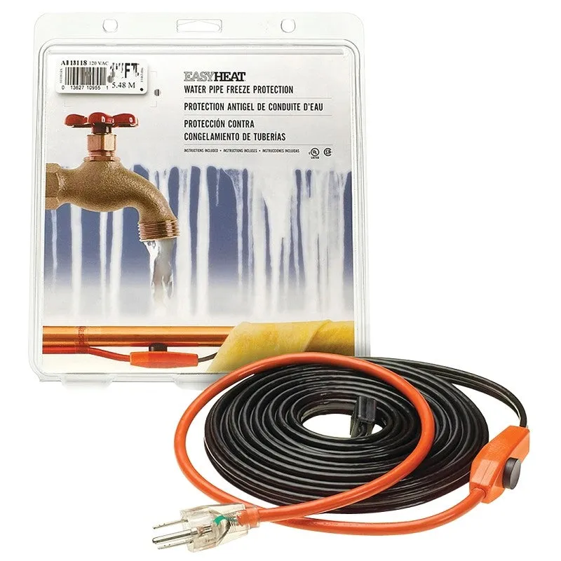 EasyHeat AHB-118 Pipe Heating Cable, 120 VAC, 18 ft L