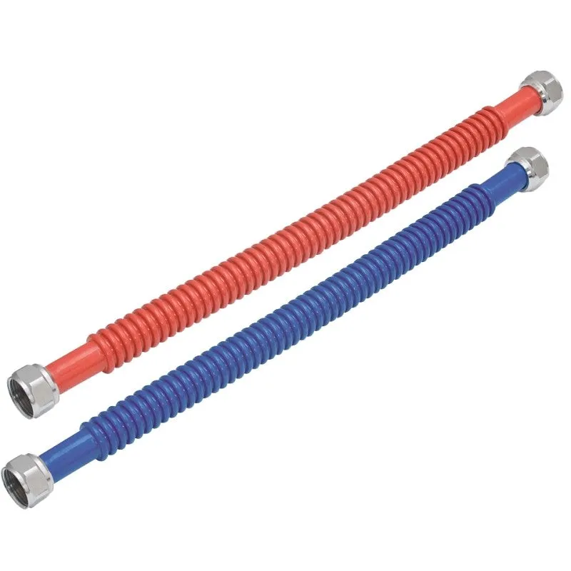 Ez-Flo WaterFlex Series 0437124 Corrugated Flexible Water Heater Connector, 3/4 in, FIP, 24 in L, Stainless Steel