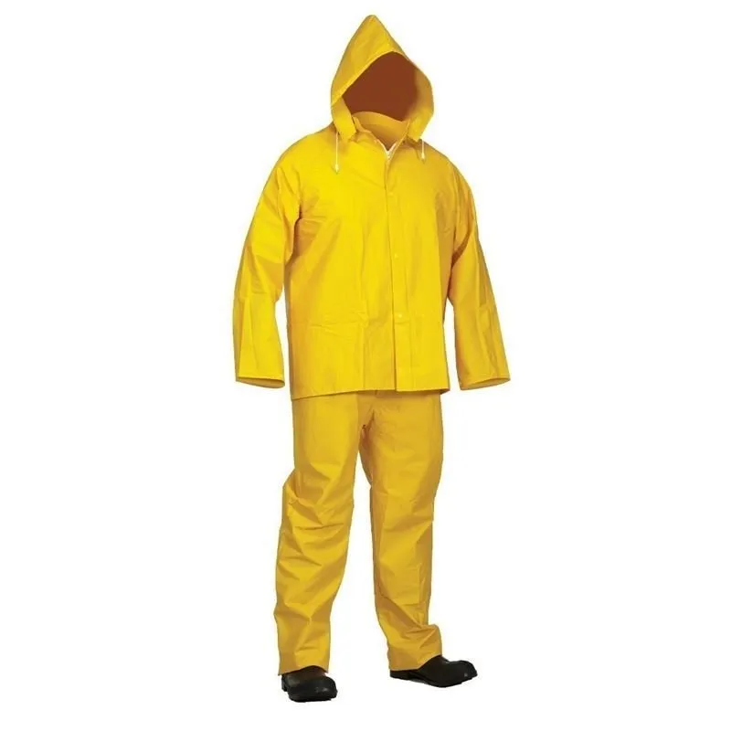 FORCEFIELD Yellow PVC Rainsuit: Jacket Bib-Pants