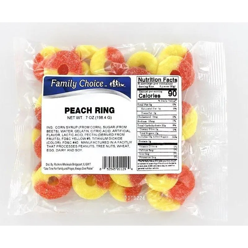 Family Choice 1129 Candy, Peach Flavor, 8 oz (Pack of 12)
