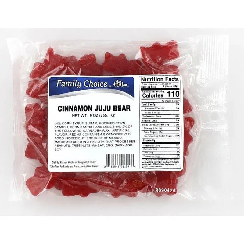 Family Choice 1154 Juju Bear Candy, Cinnamon Flavor, 11.5 oz (Pack of 12)
