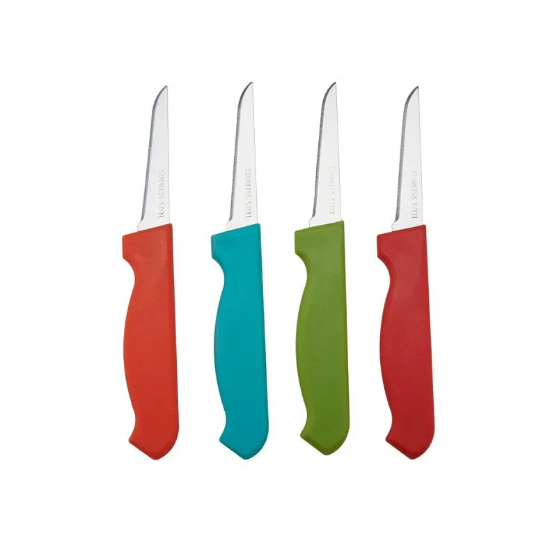 Farberware 5215732 Paring Knife Set, 4-Piece, Plastic/Stainless Steel, Assorted (Pack of 6)
