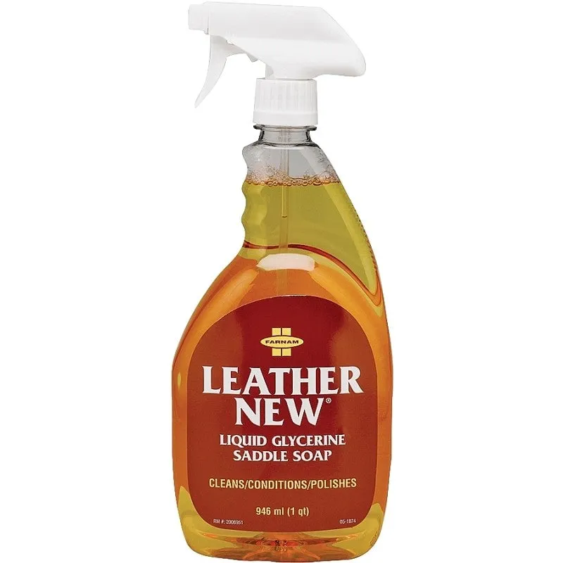 Farnam Leather New 32602 Easy-Polishing Saddle Soap, Liquid, Amber/Clear Yellow, 32 oz Bottle
