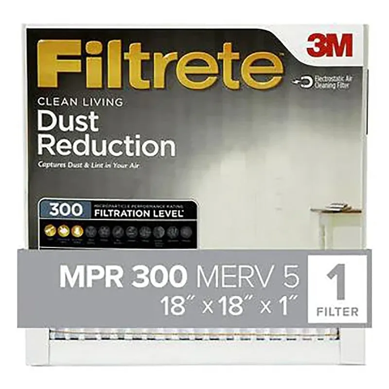 Filtrete 317-4 Air Filter, 18 in L, 18 in W, 5 MERV, 300 MPR, For: Air Conditioner, Furnace and HVAC System (Pack of 4)