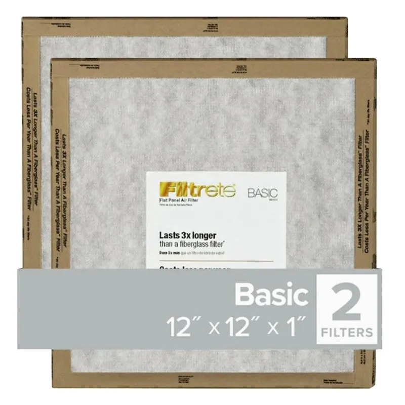 Filtrete FPL10-2PK-24 Air Filter, 12 in L, 12 in W, 2 MERV, For: Air Conditioner, Furnace and HVAC System (Pack of 24)