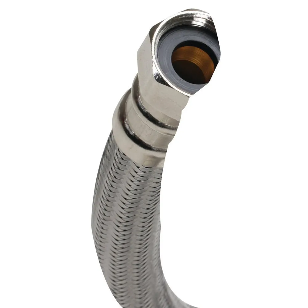 Fluidmaster B1H12 High-Flexible Water Heater Connector, 3/4 in, FIP, Stainless Steel, Nickel, 12 in L