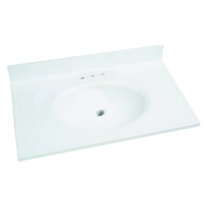 Foremost WS-1931 Vanity Top, 31 in OAL, 19 in OAW, Marble, Solid White, Countertop Edge