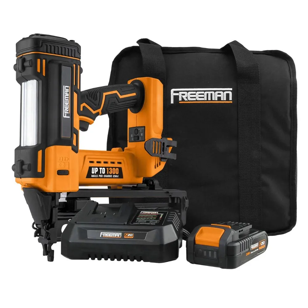 Freeman PE20VFN64 20V Cordless 16-Gauge Straight Finish Nailer Kit w/ Battery & Charger, 1″ – 2-1/2″