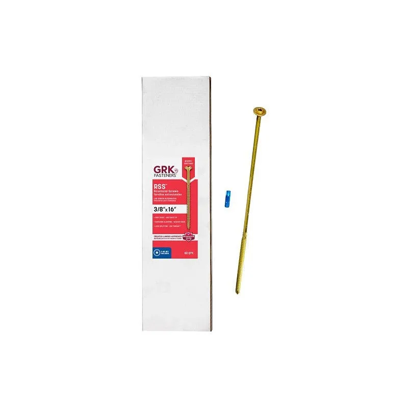 GRK Fasteners RSS 12311 Structural Screw, 3/8 in Thread, 16 in L, Flat Head, Star Drive, Steel, 50 PK