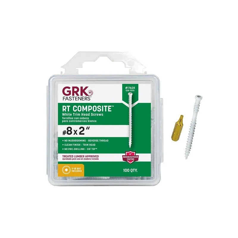 GRK Fasteners RT Series 17628 Screw, #8 Thread, Trim Head, Star Drive, Steel, Climatek