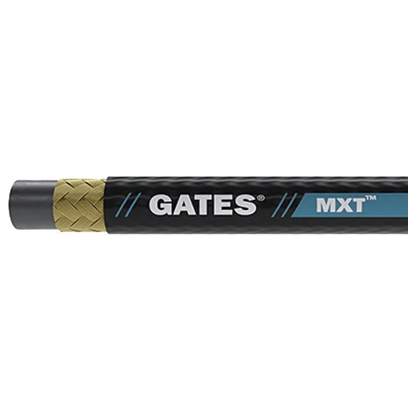 Gates MXT MEGASYS 85037 Wire Braid Hose, 0.551 in OD, 1/4 in ID, 50 ft L, 6000 psi Pressure, Synthetic Rubber, Black
