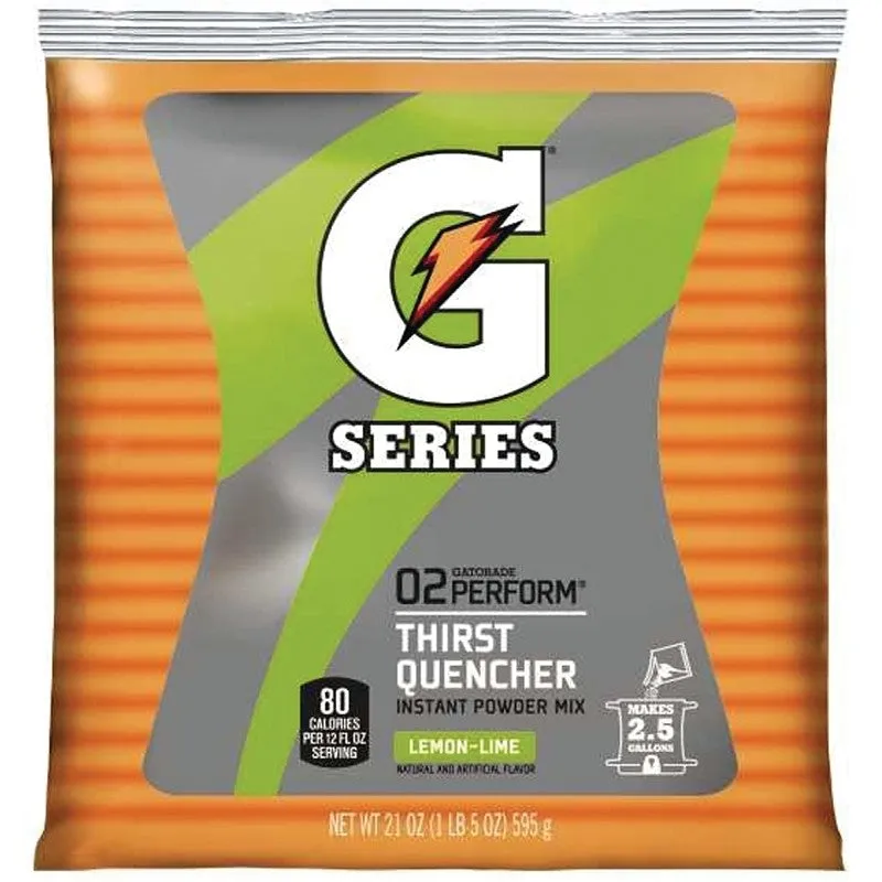 Gatorade 03969 Thirst Quencher Instant Powder Sports Drink Mix, Powder, Lemon-Lime Flavor, 21 oz Pack (Pack of 32)