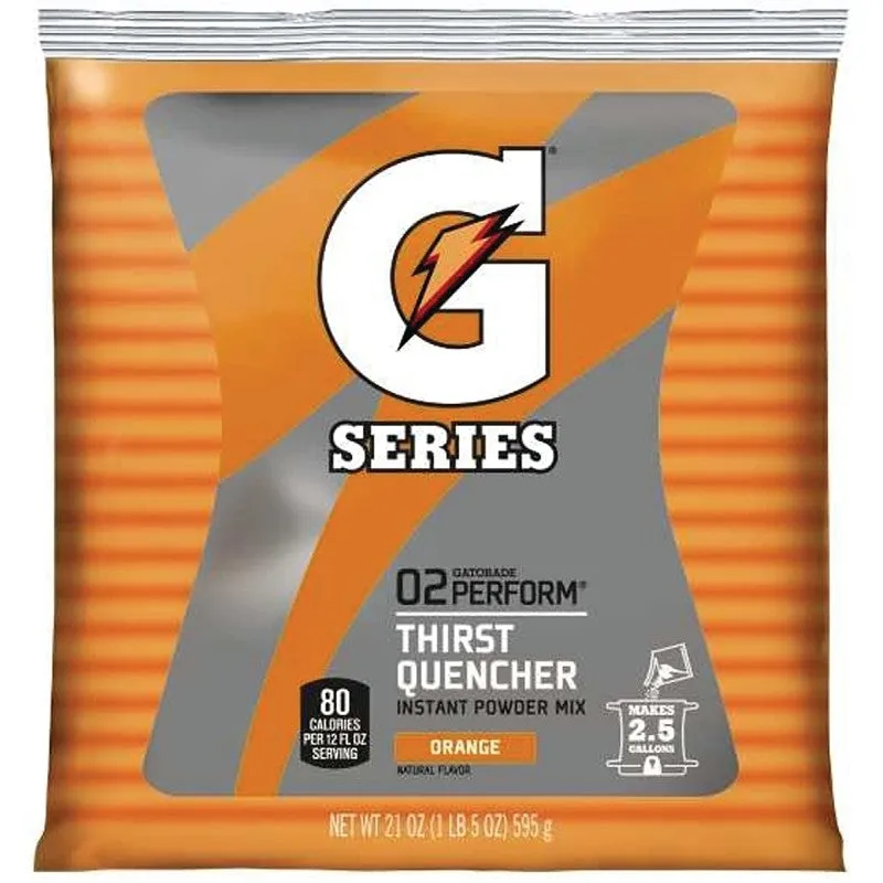 Gatorade 03970 Thirst Quencher Instant Powder Sports Drink Mix, Powder, Orange Flavor, 21 oz Pack (Pack of 32)