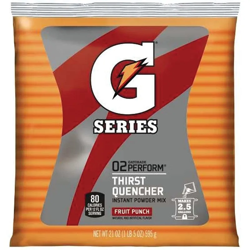 Gatorade 33691 Thirst Quencher Instant Powder Sports Drink Mix, Powder, Fruit Punch Flavor, 21 oz Pack (Pack of 32)