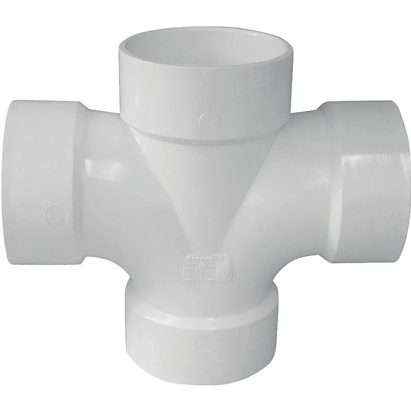 Genova 192190P/05240H Reducing Double Sanitary Pipe Tee, 4 x 2 in, Hub, PVC, SCH 40 Schedule