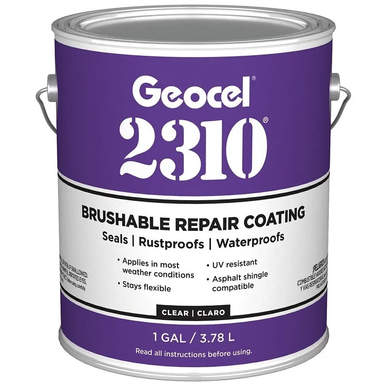 Geocel 2310 Series GC65300 Brushable Repair Coating, Liquid, Crystal Clear, 1 gal, Can (Pack of 4)