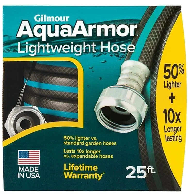 Gilmour Mfg 869251-1001 Lightweight Garden Hose, 25 ft L, Plastic, Black