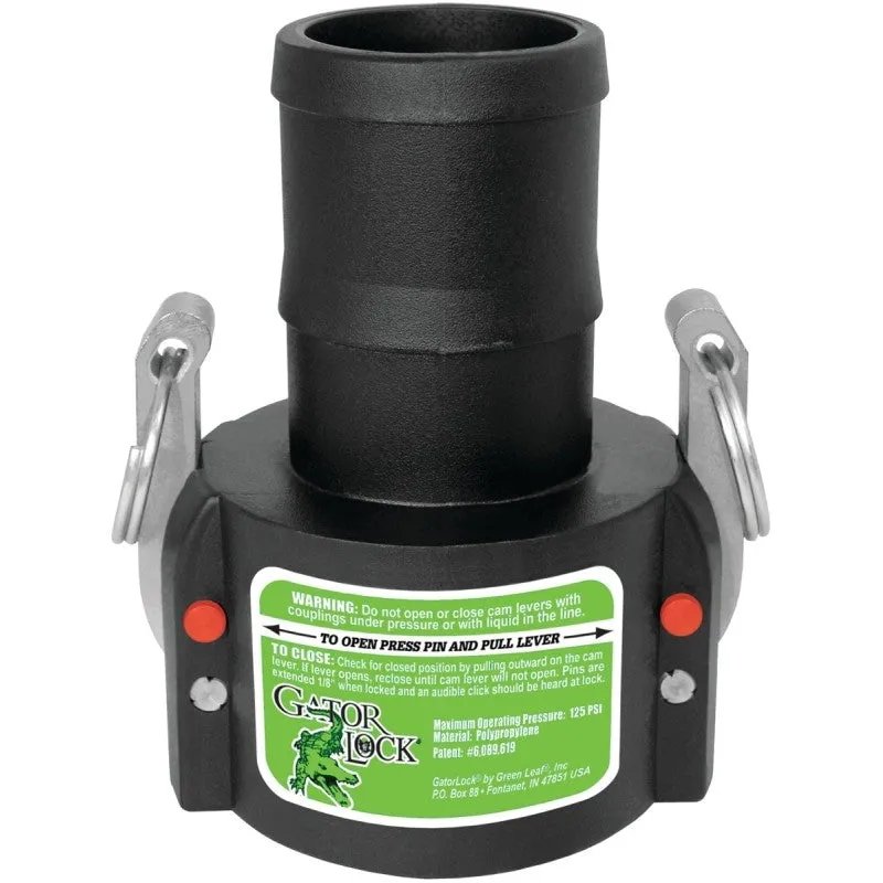 Green Leaf GLP 200 C Cam Lever Coupling, Female x Hose Barb, Glass Filled Polypropylene