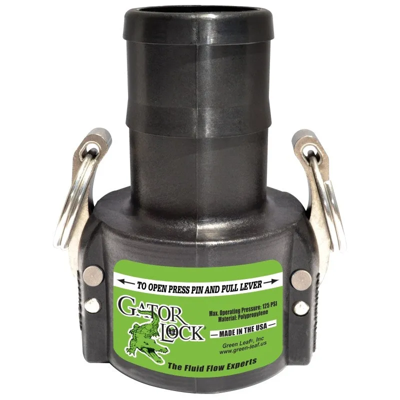 Green Leaf GLP300C Cam Lever Coupling, 3 in, Female x Hose Shank, Polypropylene, Black