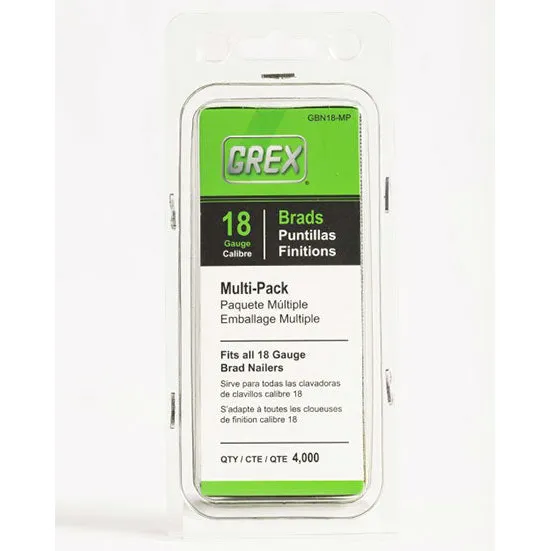 Grex GBN18-MP 18 Gauge Brad Nail Multi-Pack