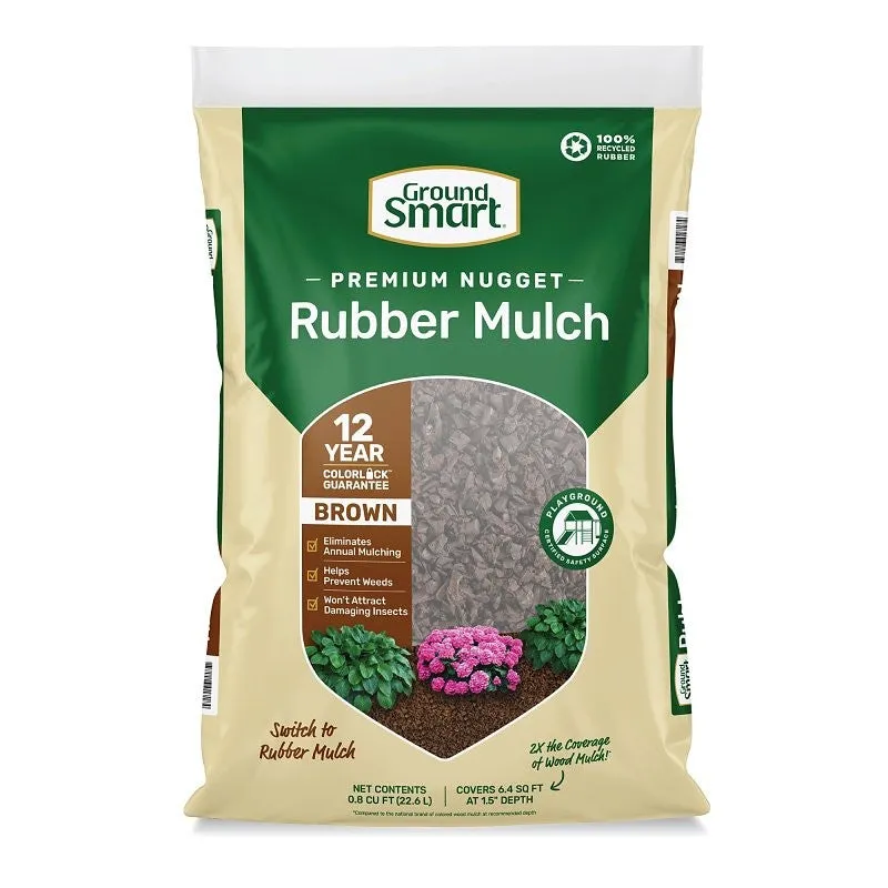 GroundSmart GSNG08BN72 Landscape Mulch, Rubber, Mocha Brown, 0.8 cu-ft