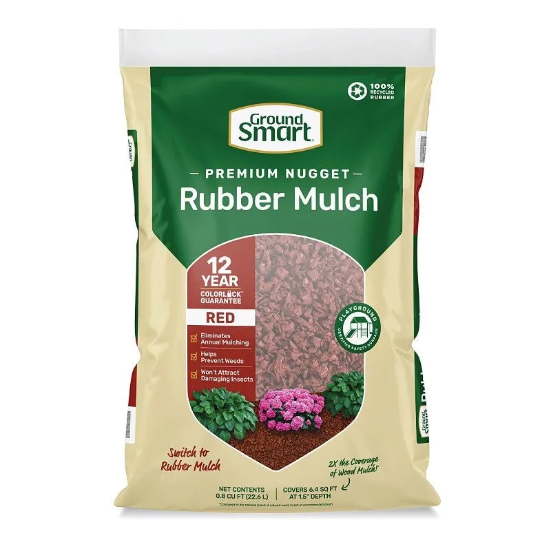 GroundSmart GSNG08RD72 Landscape Mulch, Rubber, Cedar Red, 0.8 cu-ft
