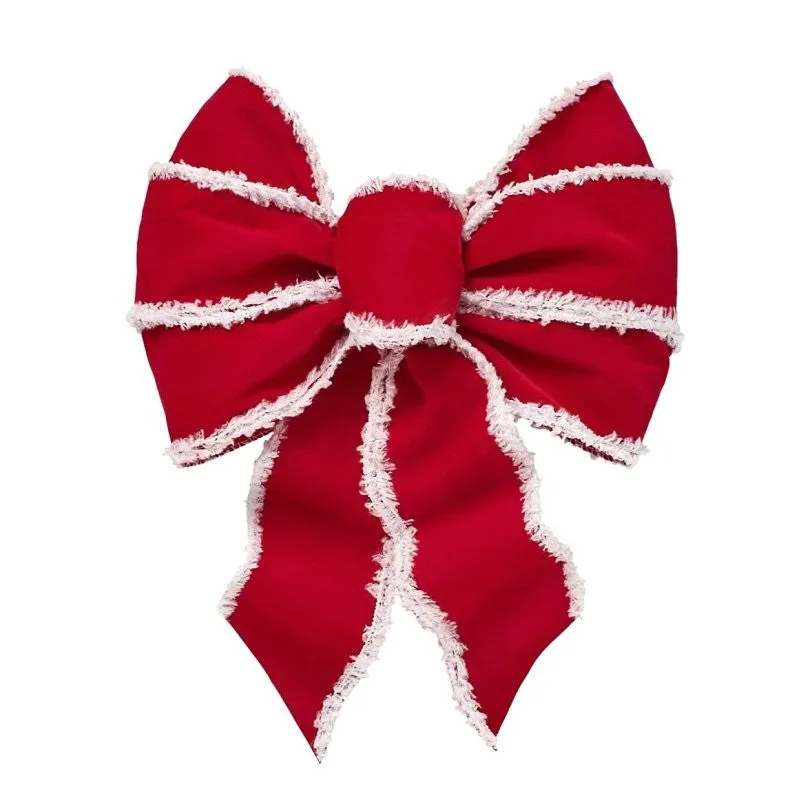 Holiday Trims 6115 Santa’s Favorite Wired Bow, Red White/White Trim, 8.5 in x 14 in (Pack of 12)