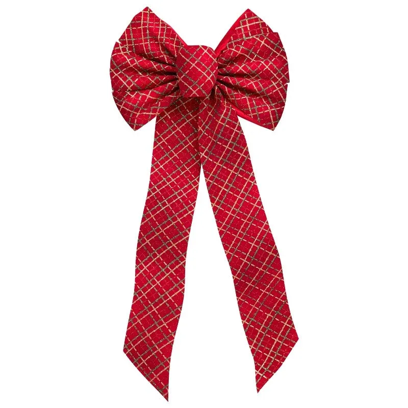 Holidaytrims 6061 Christmas Specialty Decoration, 1 in H, Glittering Bow Plaid, Velvet (Pack of 24)
